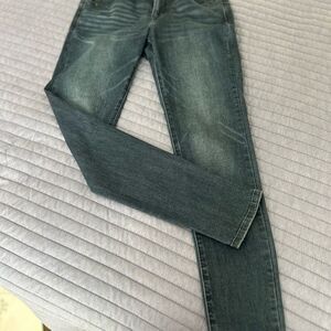 Democracy Blue Skinny Jeans with Vintage Faded Look, Size 6